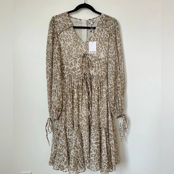 NWT Walter Baker Leopard Print Dress Metallic Size 2 - Picture 1 of 15
